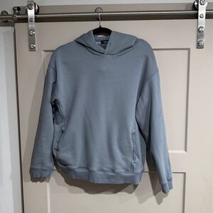 Theory Hoodie Mens Medium Gray Blue Terry Cotton Sweatshirt Pullover